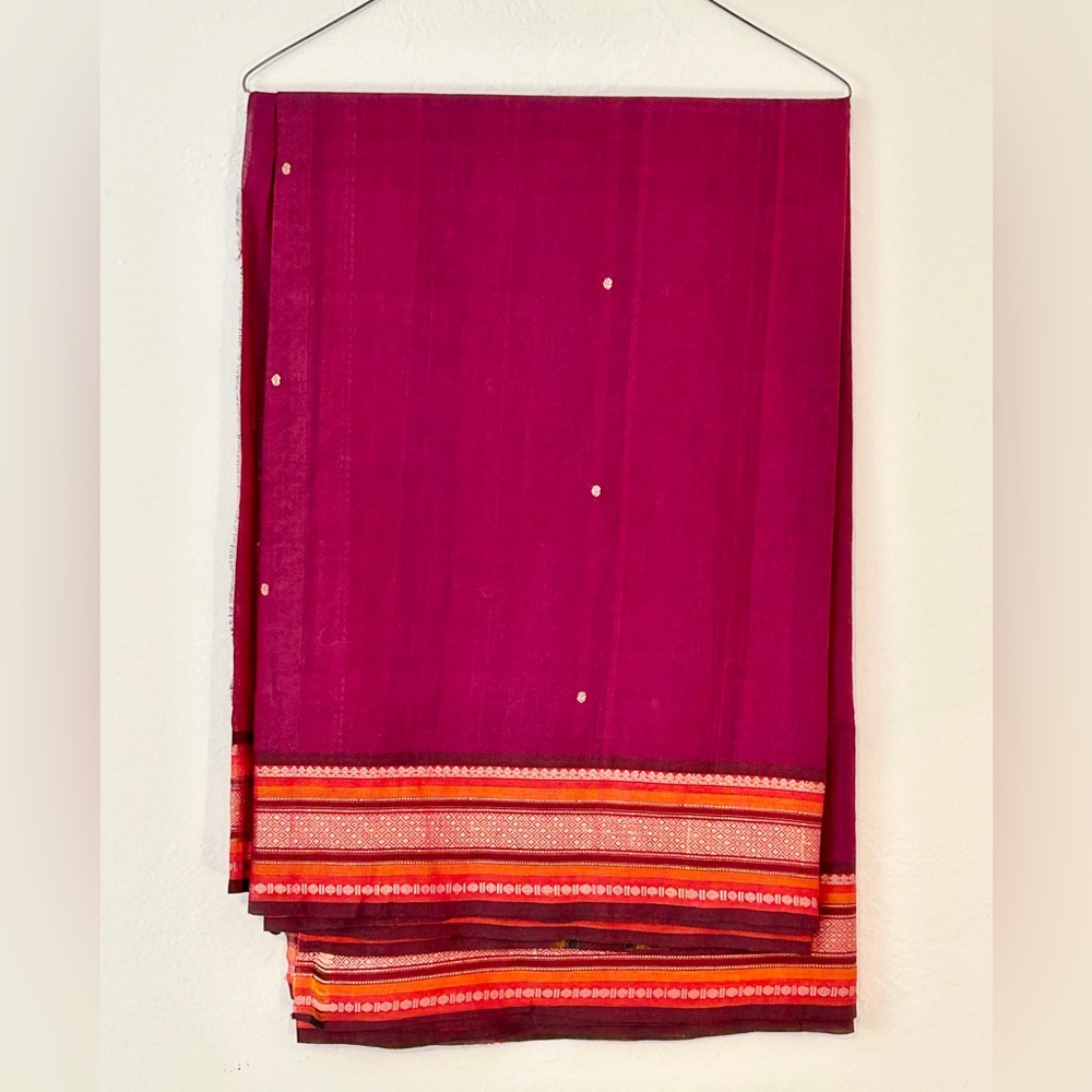 Gorgeous silk saree sari w/ petticoat Indian purple magenta maroon gold trim